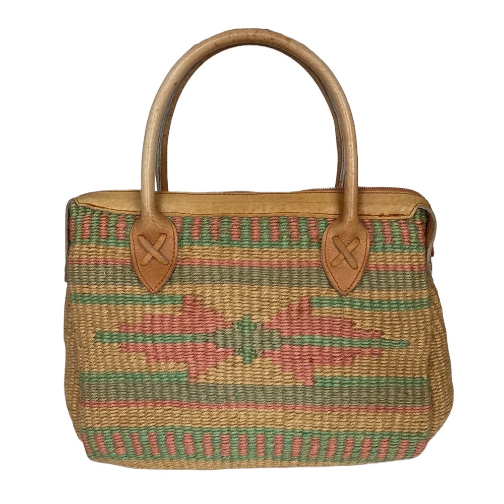 Vintage Sisal / Jute & Leather Tan Southwest Handcrafted Satchel